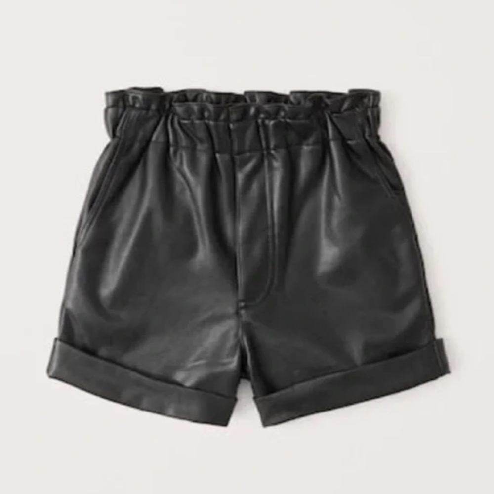 Abercrombie & Fitch Faux Leather Paper Bag High Waist Shorts